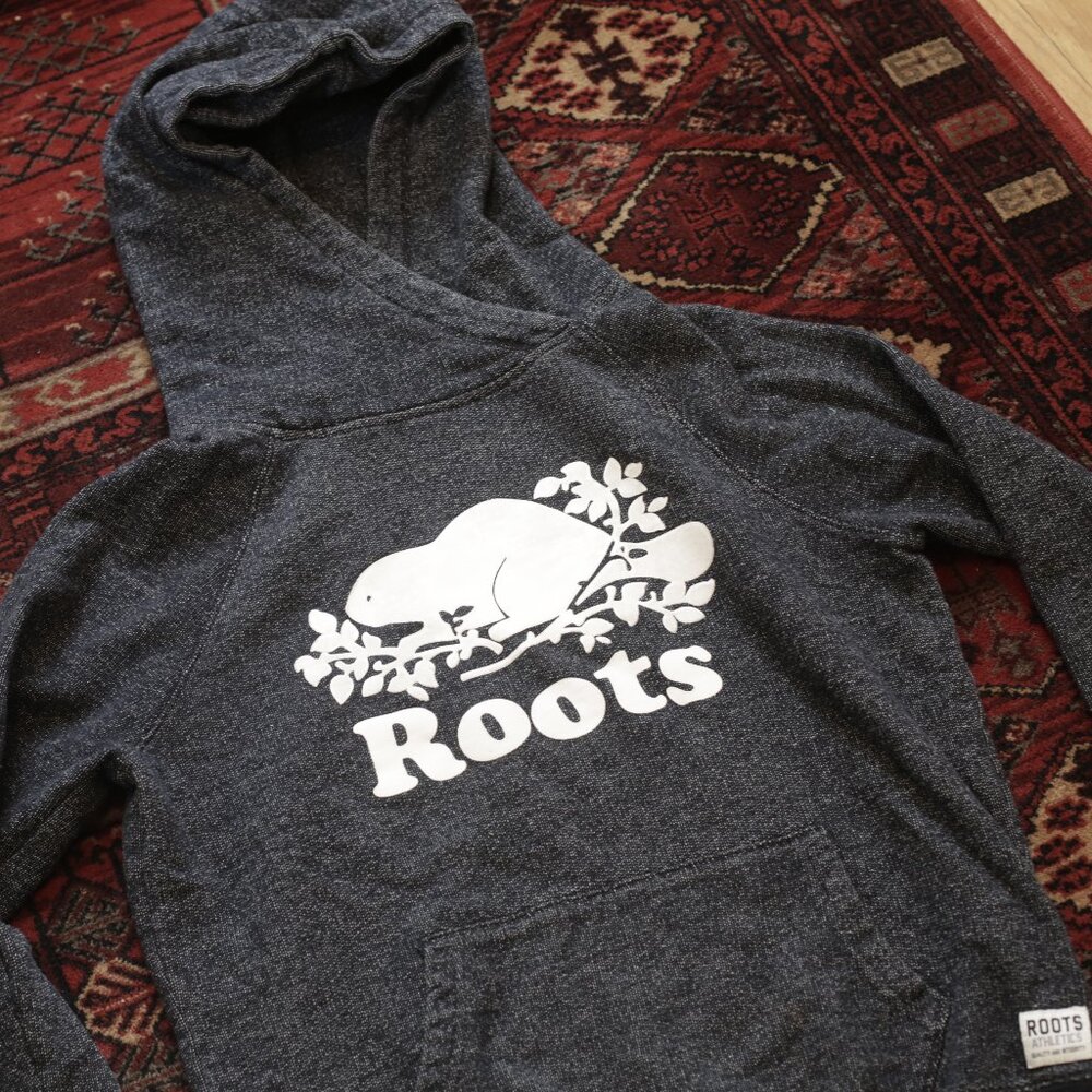 Roots Canada Black Hoodie Hooded Seatshirt Size Medium - Picture 6 of 9